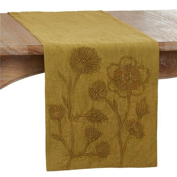 Saro Lifestyle SARO 684.G1672B Stone Washed Table Runner with Floral Design 684.G1672B